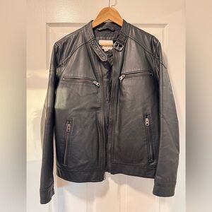 Goodfellow & Co Black Leather Jacket with Buckle Collar